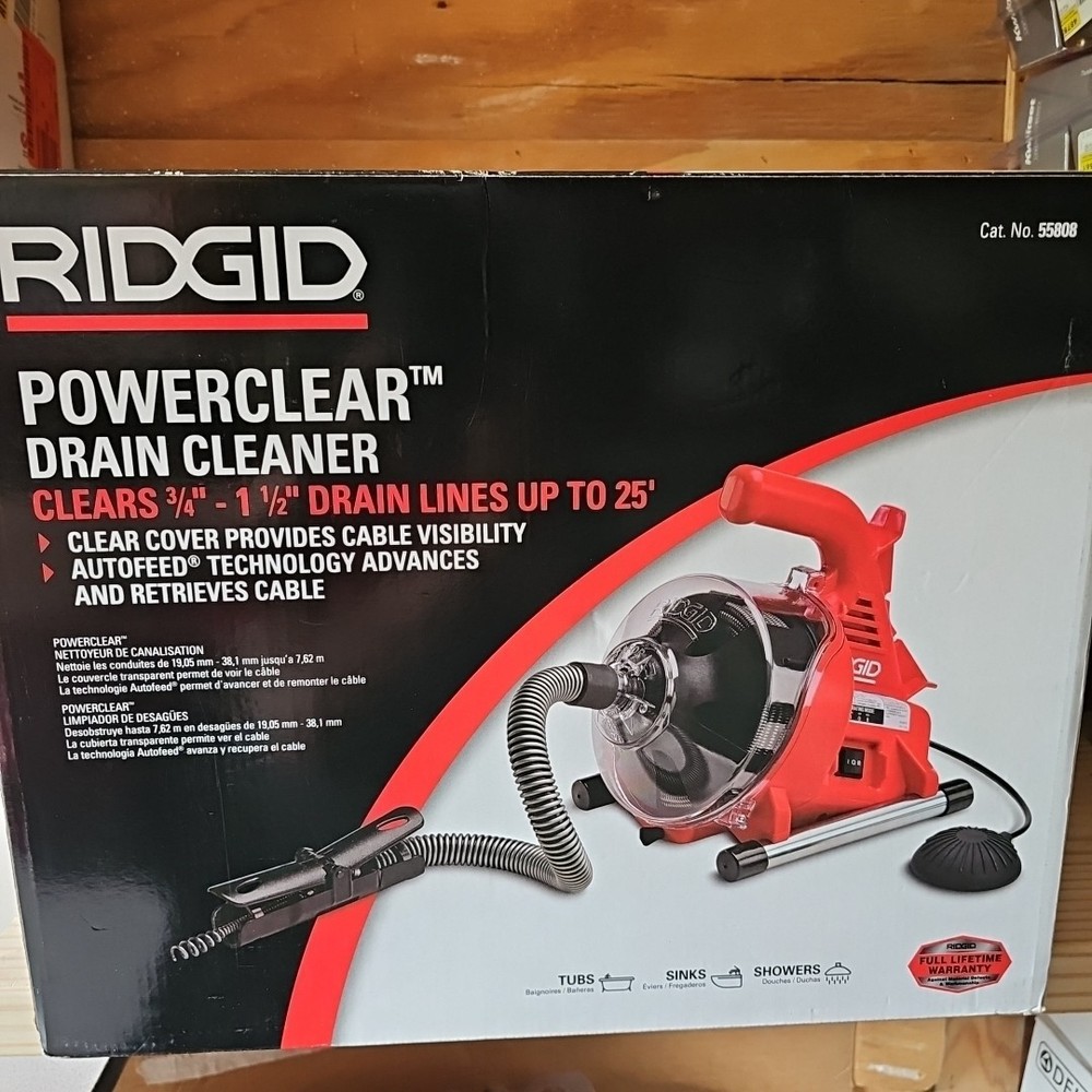 RIDGID 55808 PowerClear 120-Volt Drain Cleaning Machine Kit for Tubs, Showers