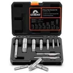 Heavy Duty 9pc Pipe Extractor Set &ndash; Size-Marked Broken Pipe Remover Tool for Plu