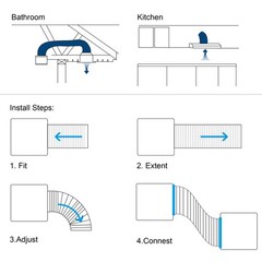 Hon&Guan 5 inch Air Duct &ndash; 16 FT Long, Black Flexible 5 x 16 FT,