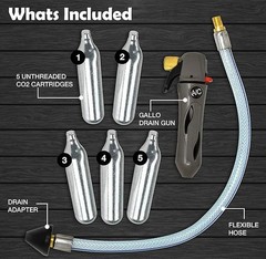 RedRock Gallo Drain Gun with 5 Unthreaded CO2 Cartridges for A/C Condensate L&hellip;