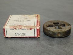 Lot of Vintage Wells Tool Co, Pipe Threading Dies 3/8-16NC