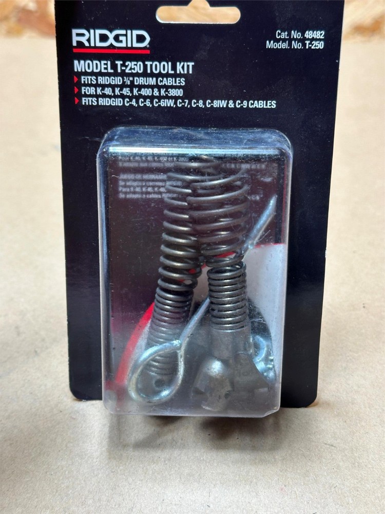 Ridgid T-250 48482 Drain Cleanout Snake Tool Kit for C4 C6 C7 C8 C0 Cables