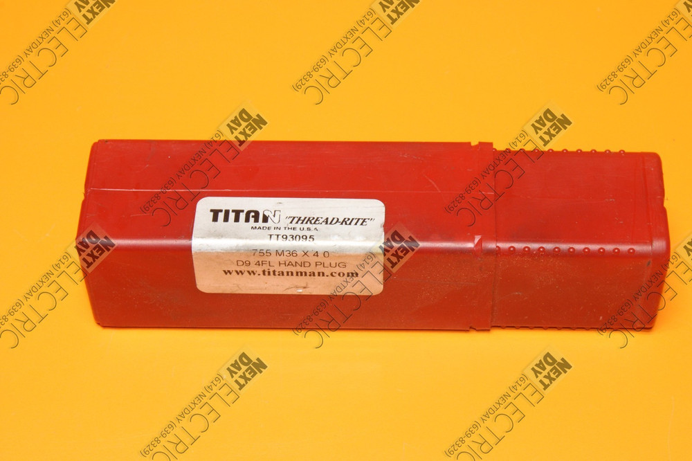 Titan, TT93095, M36x4.0 Thread Rite 4fl D9 Hand Plug Tap