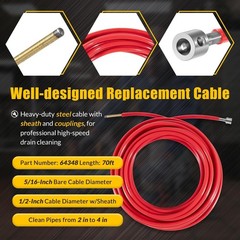 For FlexShaft Cable Assembly 64348 RIDGID K9-204, 5/16&Prime; x 70 ft Sheath Couplings