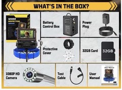 Sewer Camera 9 in IPS Screen 165FT/50M HD Drain Pipe Inspection Camera 32GB