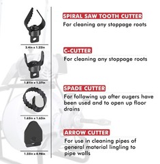 Drain Snake Drill Attachments,8-Piece Drain Cleaner Combination Cutter Heads,&hellip;