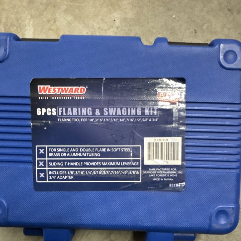 Westward 3CYU4 Flaring & Swaging Kit for 1/8, 3/16, 1/4, 5/16, 3/8 in Pipe