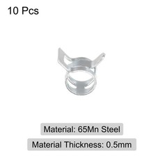 Spring Hose Clamp, 10pcs 65Mn Steel 7mm Low Pressure Air Clip, Zinc Plated