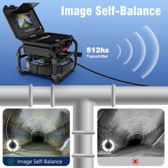 9&Prime; 50M Pipe Sewer Inspection Camera with 512hz Self-leveling Keyboard Input IP68