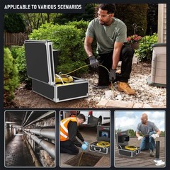 Sewer Camera Self Leveling, 100ft Drain Pipe Cameras with Meter Counter, 12V &hellip;