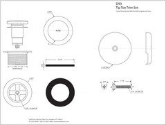 Westbrass Tip-Toe Coarse Thread Tub Trim Set with 1-Hole 1-Pack, Matte Black