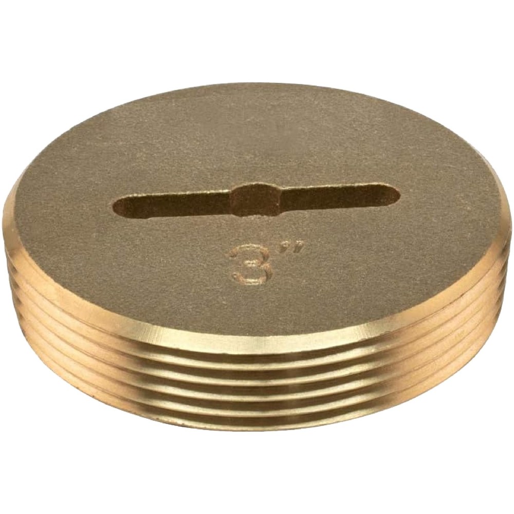 Eastman 3 Inch Slotted Brass Cleanout Plug, Machine-Threaded 3 in.,