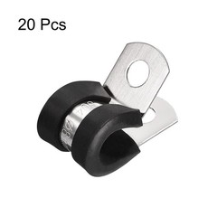 20Pcs 5/16&Prime; Cable Clamp R Shape Stainless Steel Rubber Cushioned Pipe Strap