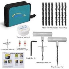 Tire Repair Kit, 24 Pcs Professional Heavy Duty Universal Emergency Flat Tire&hellip;