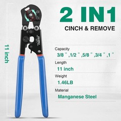 2-in-1 PEX Crimping Tool Set with Cutter & 35 Stainless Steel Clamps, 3/8&Prime;-1