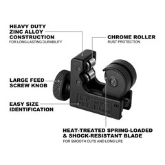 HAUTMEC Copper Pipe Cutter Tool 1/8&Prime; to 5/8&Prime;OD 1/8 &ndash; 5/8 inch, Black