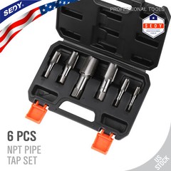 6PC NPT Pipe Tap Set 1/8&Prime; 1/4&Prime; 3/8&Prime; 1/2&Prime; 3/4&Prime; and 1&Prime; With Case Carbon Steel Inch