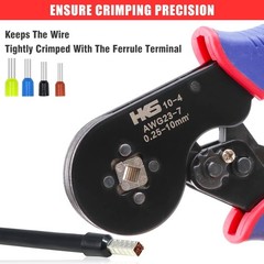 Ferrule Crimping Tool AWG 23-7, Square Ratchet Self-Adjusting Crimper for End-Sl