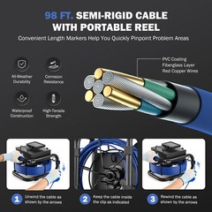 98FT/30M Sewer Pipe Inspection Camera 23MM Drain Pipeline Endoscope 4.3&Prime; Monitor