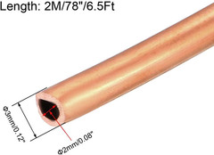 uxcell Refrigeration Tubing 1/8&Prime; OD x 5/64&Prime; ID x 6.5 Ft 1/8 Inch, Copper