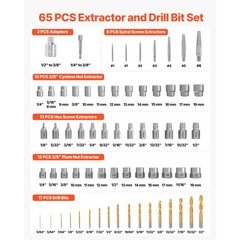 Uimoso 65-Piece Screw and Bolt Extractor Set with Drill Bits for Easy Removal