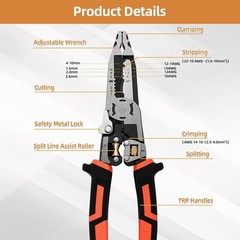 Wire Stripper Wire Crimping Tool &ndash; 10-in-1 Versatile Wire Cutter Crimper Cable S