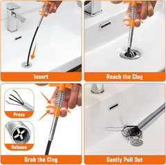 New Upgrade 35 Inch Drain Snake Hair Drain Clog Remover Tool &ndash; Sink Drain Cleane