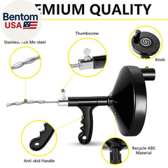 Drain Auger 25 Ft with Gloves, Plumbing Snake Drain Auger Hair Clog Remover, Hea