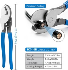 Battery Cable Lug Crimping Tool with Cable Cutter, 60pcs Copper Lugs & 80pcs Hea