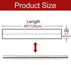 BIGREAT OD 2.5&rdquo; Inch 48 OD：2.5&rdquo;-Straight-48&rdquo; Length-1PC, Silver