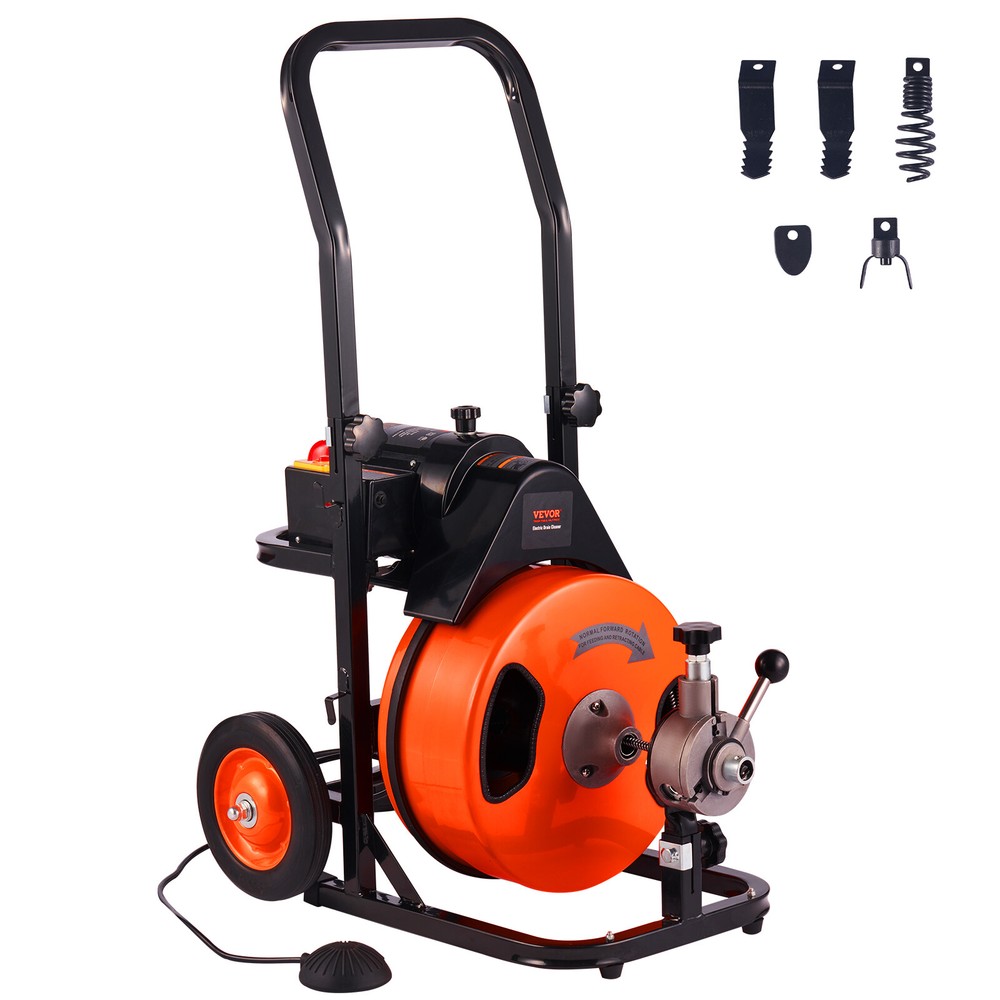 VEVOR 50FT 3/8&Prime; Drain Cleaner Machine Electric Drain Auger Snake Sewer Auto Feed