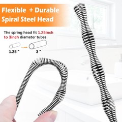 35 FT Double Mode Drain Snake Tools, 14-in-1 Drain Auger for Sink and Drain U&hellip;