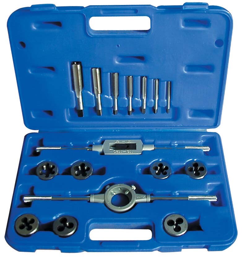 16 PCS. HIGH SPEED STEEL TAP AND ROUND DIE SETS FRACTIONAL ITEM NUMBER 777H16