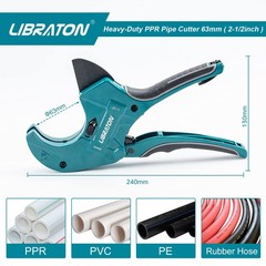 Libraton PVC Pipe Cutter 2-1/2&Prime;, Large Cutter, Improved Blade for 0-63mm