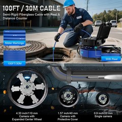 Advanced Plumbing Camera Snake 100ft with Self-Leveling & Long Battery Life