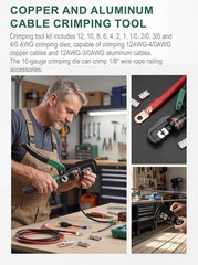 Hydraulic Cable Crimping Tool, Battery Cable Terminal Crimper 12 AWG&ndash;4/0 A