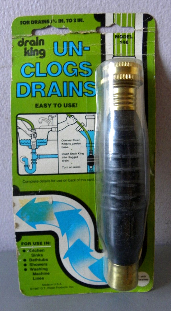 GT Water Products Drain King Water Powered Drain Unclogger &ndash; 186 &ndash; 1.5 to 3 in.