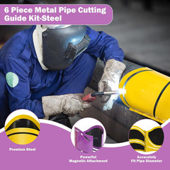 6 Piece Metal Pipe Cutting Guide Kit Sizes Includes:1-5/8&Prime; 1-7/8&Prime; 2-3/8&Prime; 2-7/8&Prime;