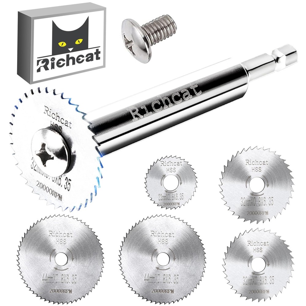 Richcat PVC Pipe Inside Cutter,Inside 1/4&Prime; Hex Shank (5 Saw Blades), Silver