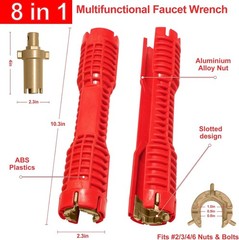 Faucet and Sink Installer（8-in-1）Multi-purpose Wrench Plumbing Tool for Toilet B