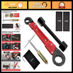 6 Pcs Plumbing Tool Set &ndash; Angle Stop Wrench, Compression Sleeve Puller, Sandpape