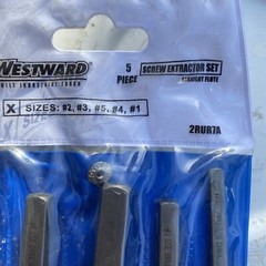 Westward 2RUR7A Screw Extractor Set,1/8 To 3/8, 5 Pcs.
