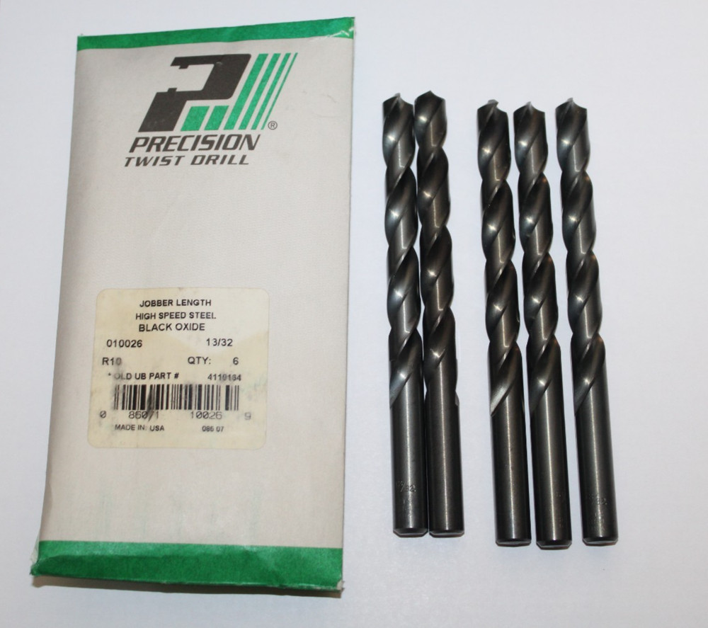 PRECISION TWIST DRILL 010026 13/32 HSS JOBBER DRILL BIT &ndash; 6&Prime; &ndash; QTY OF 5 &ndash; NEW