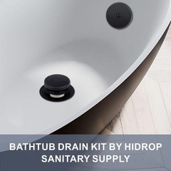 Black Tub Drain Tip-Toe Trim Set Conversion Kit Assembly, Hidrop