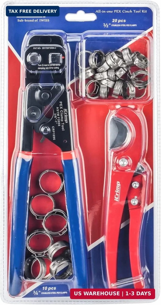 iCRIMP Ratchet PEX Cinch Tool with Removing function for 3/8 to 1-inch Stainless