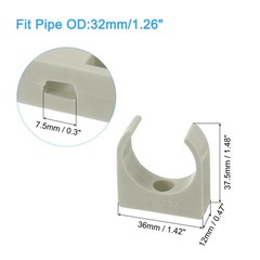 100Pcs U-Shaped Water Pipe Clamps, PPR Pipe Clips Fit for 32mm/1.26&Prime; OD, Grey