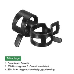 50 Pcs Fuel Line Clamps Spring Band Hose Clamps 14mm , Black