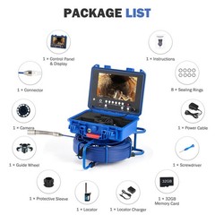 7&Prime; Self-Leveling Sewer Inspection Camera 164ft/50m Length Counter 512Hz Locator