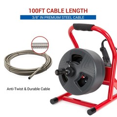 Drain Cleaner Machine 50 FT x 5/16 Inch Drain Auger Sewer Snake with 6 Cutters