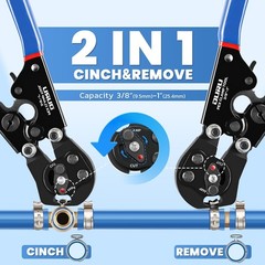Professional Pex Crimper Tool 2 IN 1 Ratchet Pliers Combo for Cinch & Remove Fun